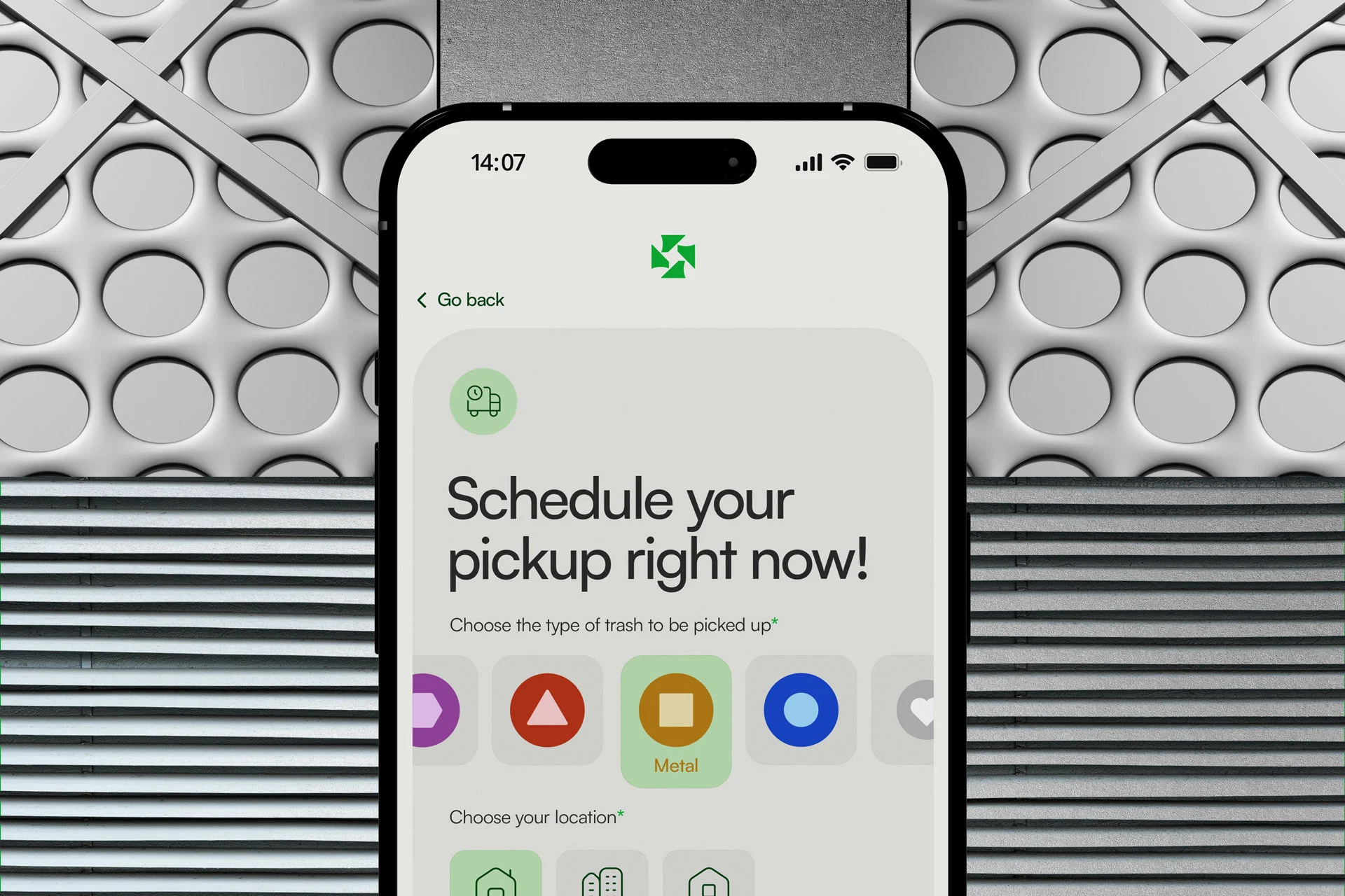 Skrapp branding with urban-friendly design, smart recycling interface, and visual system for behavior change.